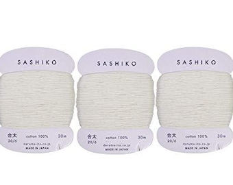 Daruma Thick Sashiko Thread - 30m 3 Pack Colour 202 Ivory — Daruma Sashiko Thread Card | #202 Thick 30 Meter (3)
