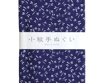 Japanese Dragonfly Tenugui Cotton Cloth, Navy Hand Towel