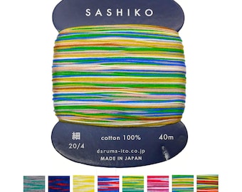 Japanese Sashiko Embroidery Thread Kasuri Mix 40m Card Daruma Japan