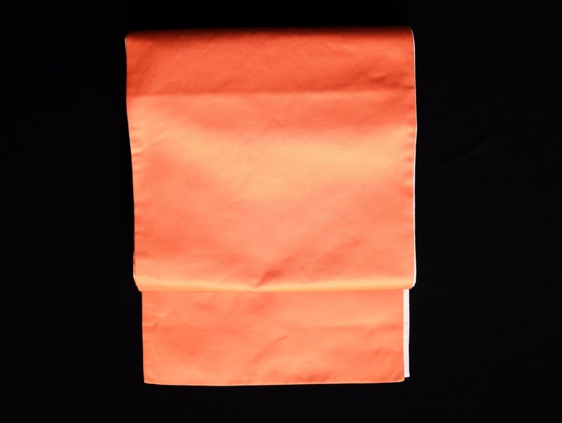 Japanese Vintage Fukuro Obi Belt Plain Orange Peach Reversible T264