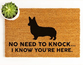 Corgi Doormat, Funny Dog Welcome Mat, Pet Lover Gift