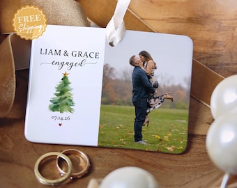 Personalized Engagement Picture Ornament, Our First Christmas Married Ornament, First Year Married Ornament, Custom Wedding Ornament