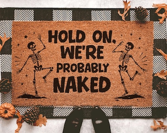 Funny Skeleton Halloween Doormat | Custom Welcome Mat | Fall Outdoor Rug | Halloween Decor | Personalized Welcome Mat | Custom Door Mat