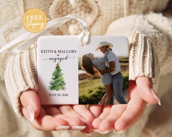 First Christmas Married Picture Ornament, Personalized Engagement Ornament, First Year Married Ornament, Custom Wedding Ornament