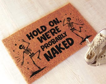 Funny Skeleton Halloween Doormat | Custom Welcome Mat | Fall Outdoor Rug | Halloween Decor | Personalized Welcome Mat | Custom Door Mat