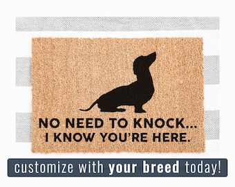 Dachshund Wiener Dog Gifts, Custom Dog Doormat, Personalized Dog Welcome Mat, Funny Dog Mom Gifts, Gift for Dog Lover, New Dog Owner Gift