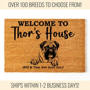 Personalized Dog Gift, Welcome Mat Dog, Dog Doormat, Custom Dog Gift, Dog Breeds, Dog Door Mat, Dog Welcome Doormat, Custom Welcome Dog Mat