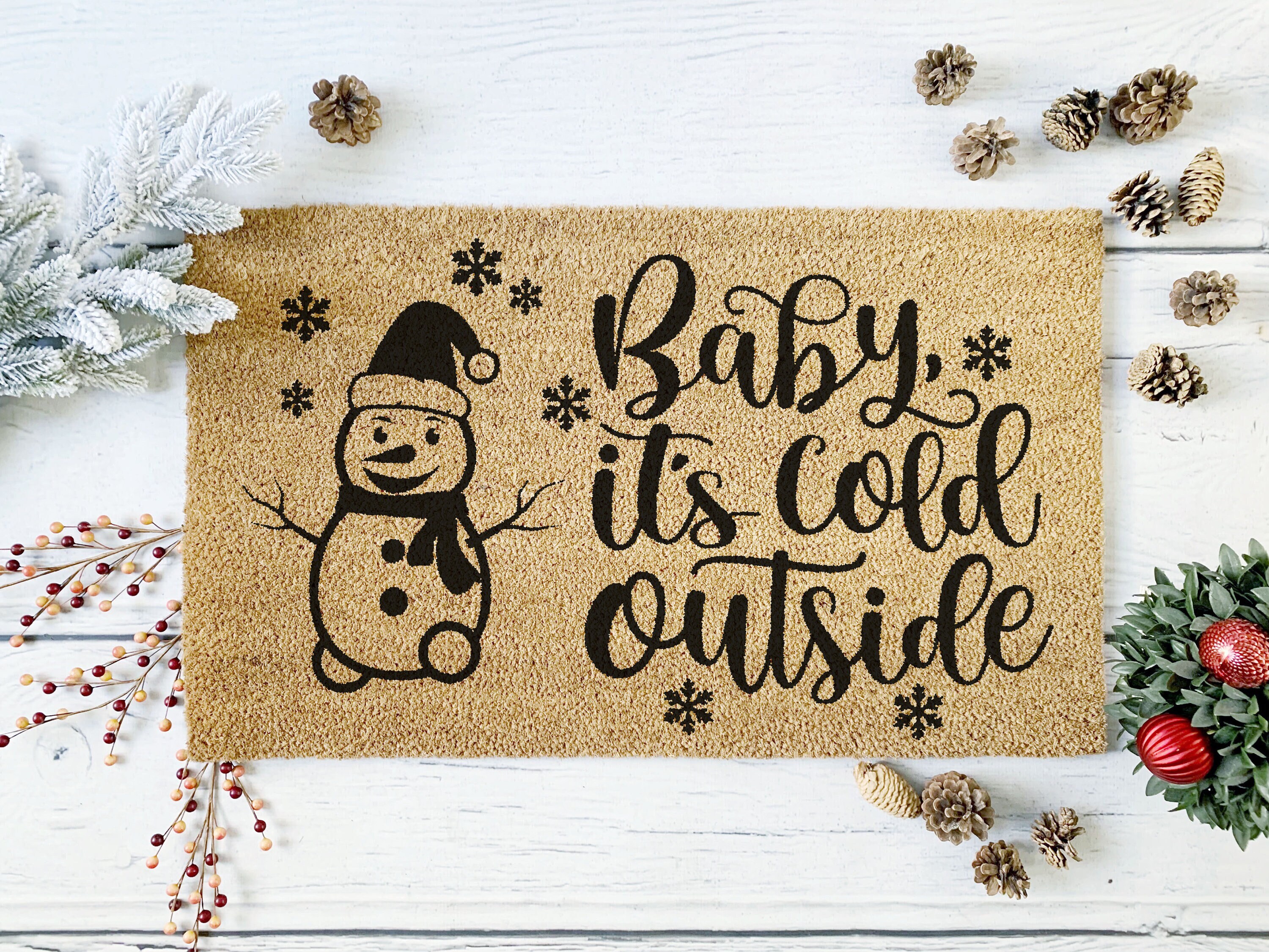 Baby It's Cold Outside Christmas Doormat Christmas Song Festive Doormat  Christmas Doormat Holiday Doormat Outside Doormat 60x40cm 