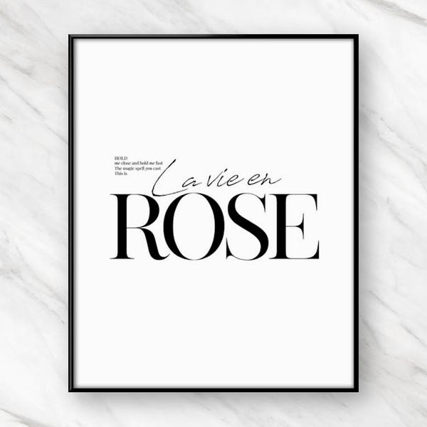La Vie En Rose lyrics digital print | Cozy wall art for Bedroom, Office | Interior decoration | Five print sizes available