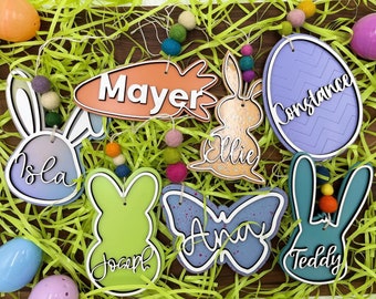 Personalized Easter Basket Name Tags, Easter Bunny Tags, Kid's Easter Basket, Personalized Name Tag, Two Layered Easter Basket Tags