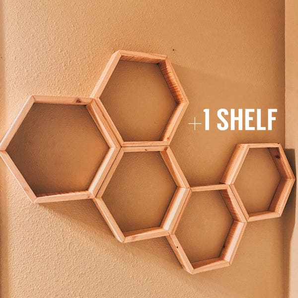 Set of 6 Medium 2" Deep Hexagon Shelves, Honeycomb Shelves, Floating Shelves, Geometric Shelves