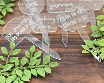 Bundle of Acrylic Indoor/Outdoor Plant Markers, Funny Plant Markers,