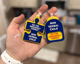 NFC Emergency Contact Backpack Tag: Non Verbal Child Safety