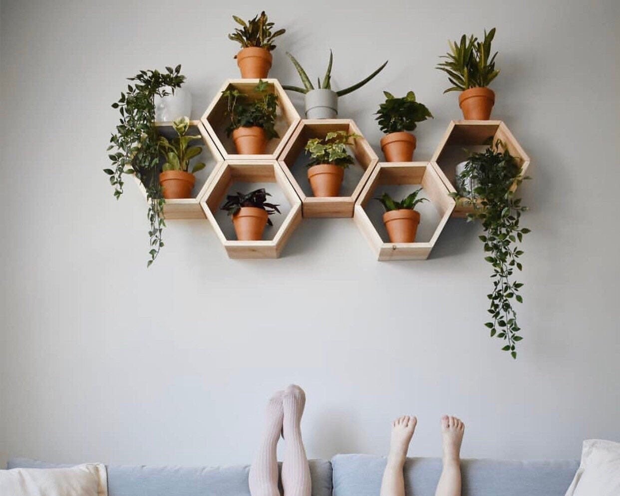 Honeycomb (Hexagon) Shelves, 6 Inches, Handmade from Redwood