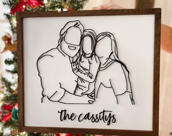 Custom Family Photo Line Art on Glass - Etsy