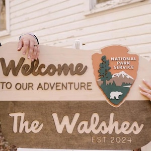 Custom National Park Welcome Sign: Personalized Adventure Wedding Decor