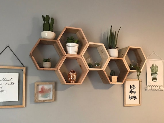 Set Of 6 Medium Hexagon Shelves Honeycomb 5 Image 0