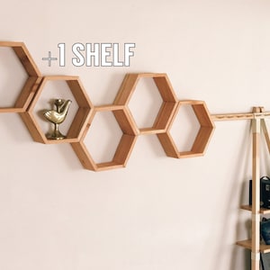 Set of 6 Medium 3.5&quot; Deep Hexagon Shelves, Honeycomb Shelves, Floating Shelves, Geometric Shelves