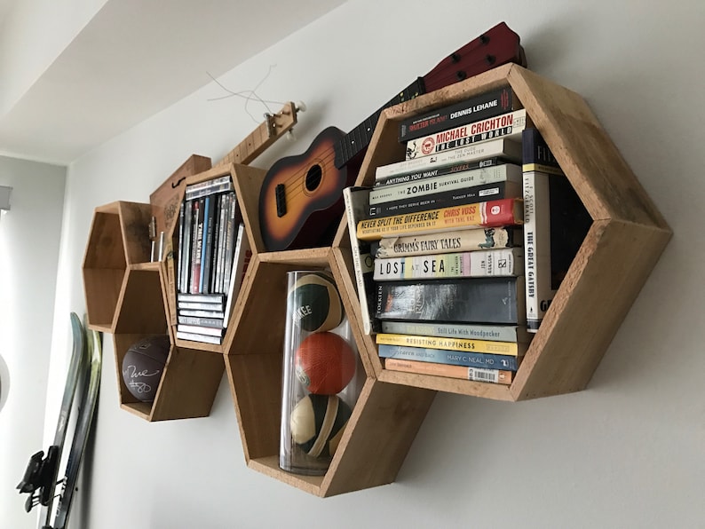 Set Of 5 Large Deep Hexagon Shelves Honeycomb Image 0