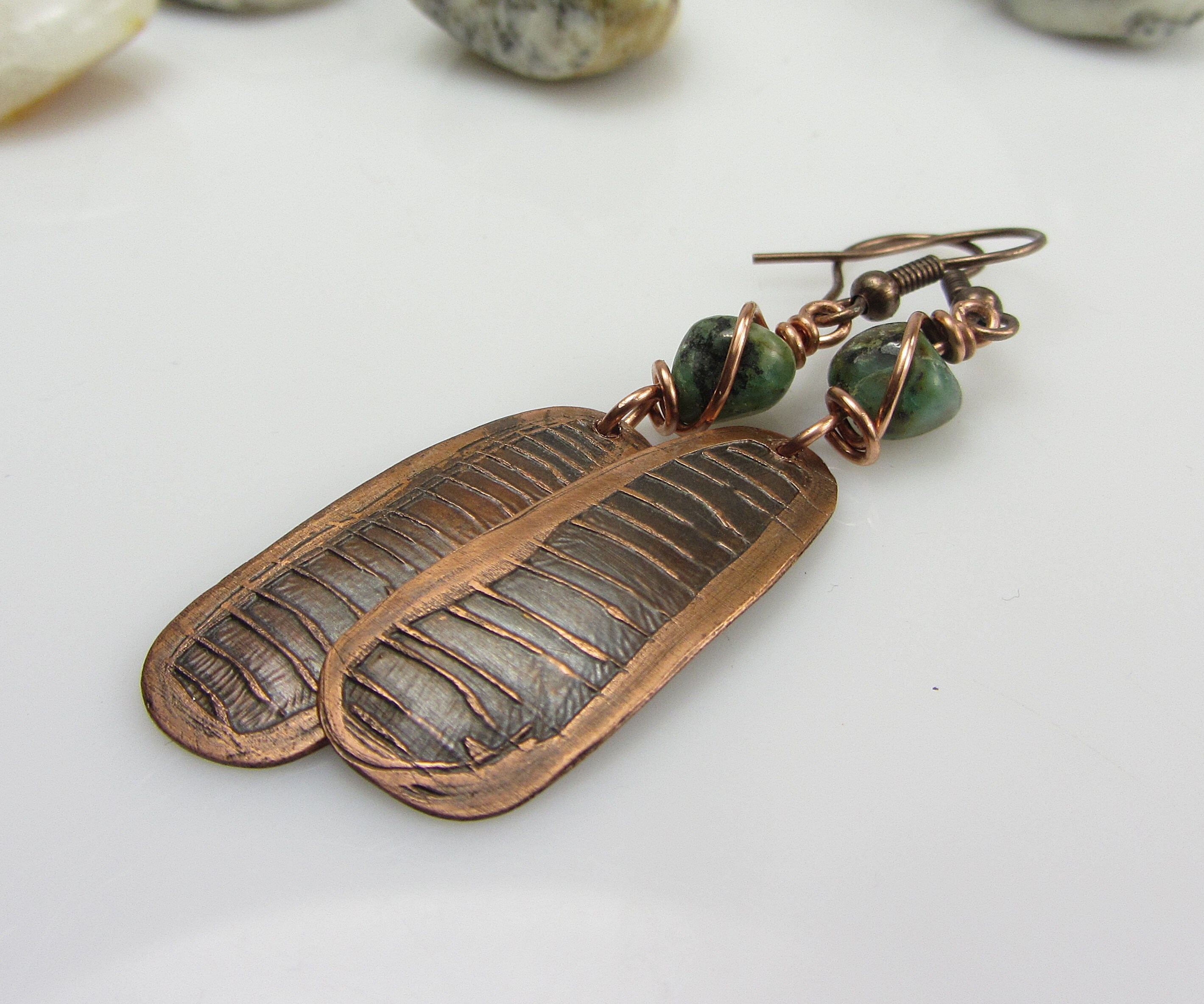 Long Dangle Earrings Etched Copper Jewelry Handmade African Etsy