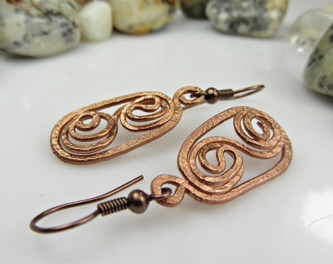 Hammered Copper Earrings Handmade Copper Jewelry Handmade Etsy