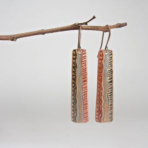 Long Dangle Earrings, Handmade Copper Earrings, Copper Jewelry Handmade, Copper Anniversary Gift, Boho Earrings, Etched Copper Earrings,