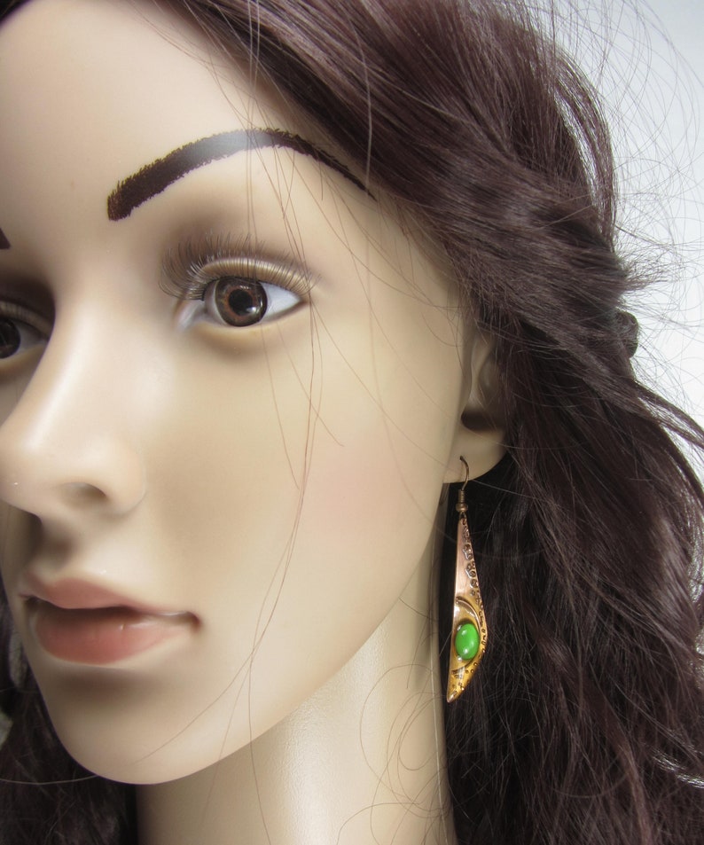 Long Handmade Dangle Earrings Copper Anniversary Gift Elegant Earrings Original Gifts for Women
