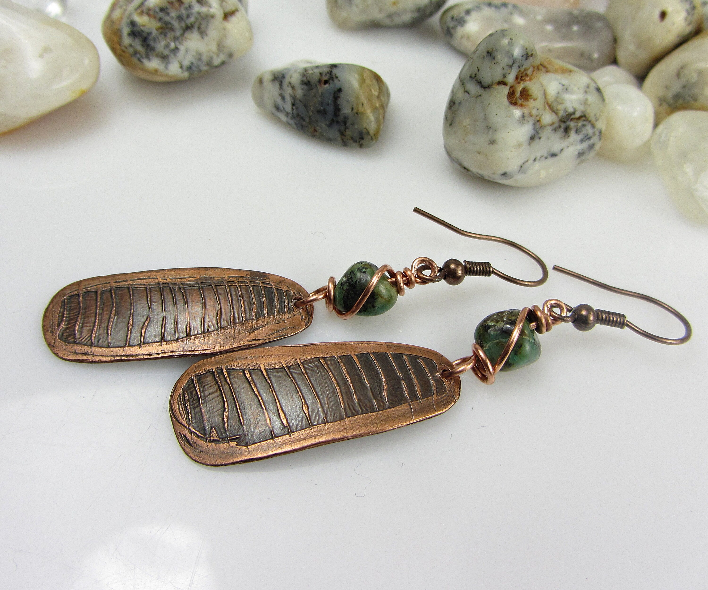 Long Dangle Earrings Etched Copper Jewelry Handmade African Etsy