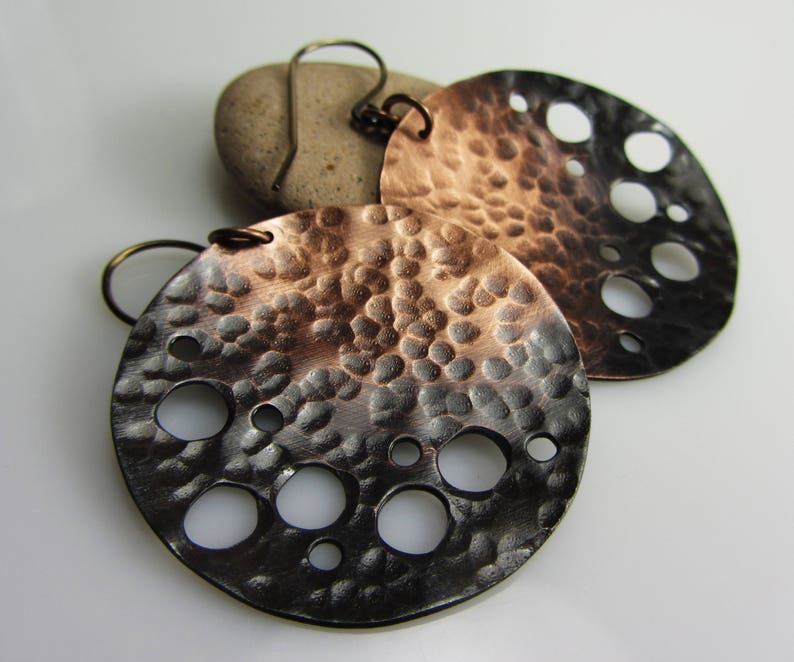Dangle Earrings Handmade Long Metal Earrings Black Black Earrings Dangle,Copper Jewelry Handmade Hammered Copper Earrings