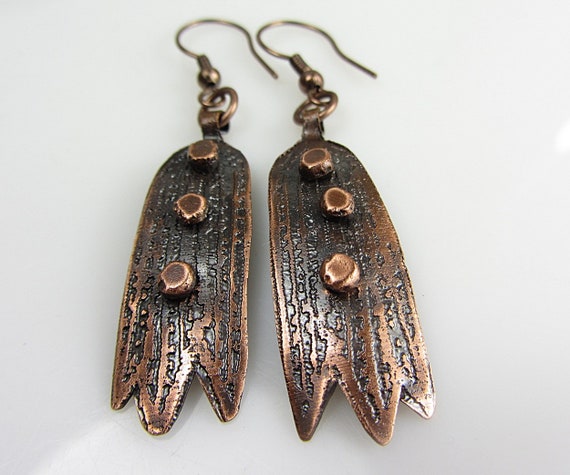 Natural Hammered Copper Earrings Handmade Dangle Earrings Boho Old Look Original Copper Jewelry Handmade Boho Natural Patina Earrings Etsy