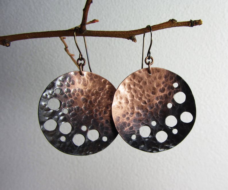Dangle Earrings Handmade Long Metal Earrings Black Black Earrings Dangle,Copper Jewelry Handmade Hammered Copper Earrings