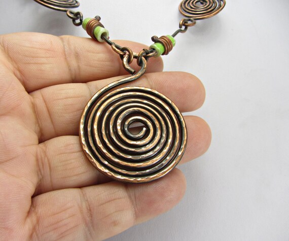 Hammered copper pendant necklace best sale