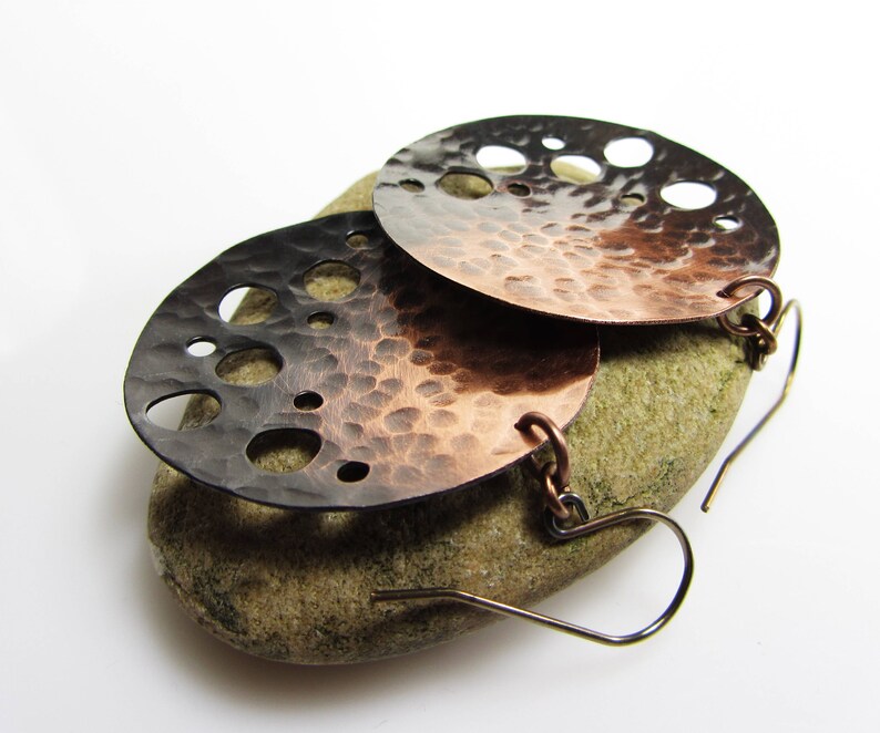 Dangle Earrings Handmade Long Metal Earrings Black Black Earrings Dangle,Copper Jewelry Handmade Hammered Copper Earrings