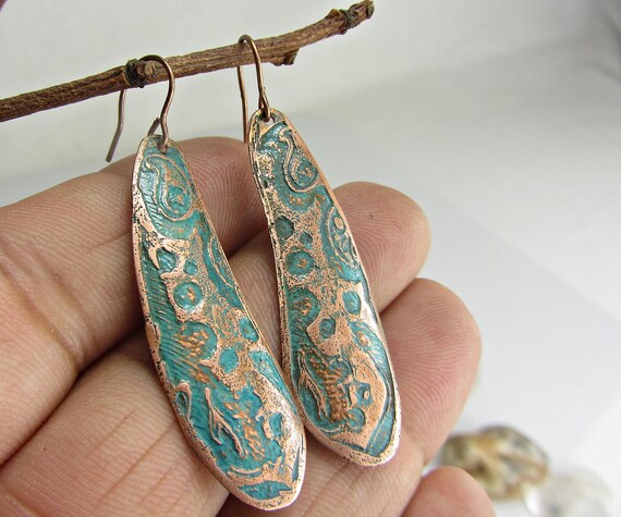Turquoise and copper earrings deals