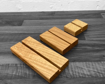 Soportes de exhibición de vidrio fundido con ranura central para soportes de fusión de vidrio Soportes de madera grandes soporte de vidrio de roble de primera calidad de madera de 2 cm de alto