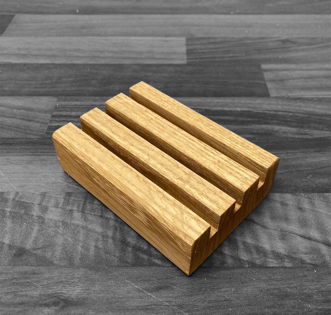 Triple Grooved Oak Stand for Glass Fusion Display Wooden Stands Oak