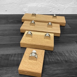 Glass display stands made from oak with clamps for displaying glass art fusion fused glass wooden stands various sizes wood stained