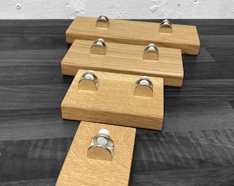 Glass display stands made from oak with clamps for displaying glass art fusion fused glass wooden stands various sizes wood stained