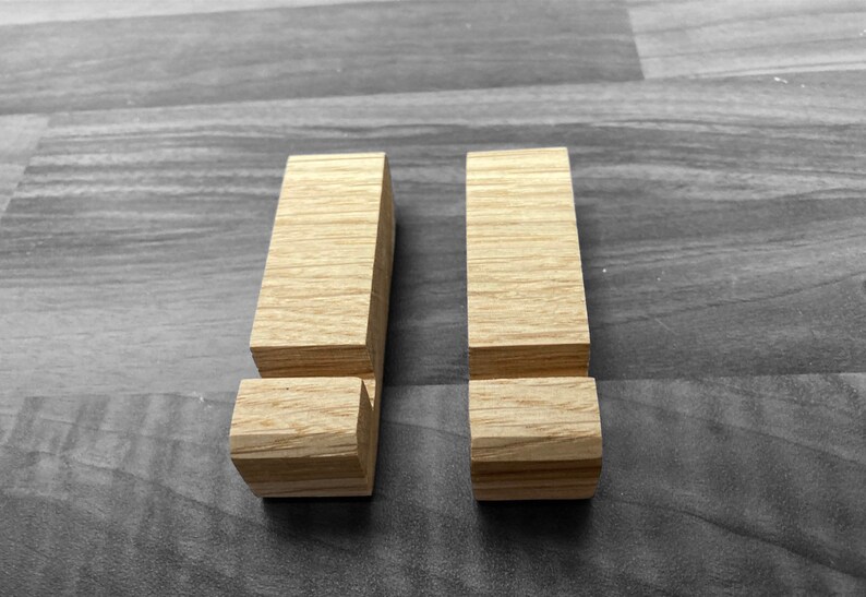Pair of chunky oak 'feet' used to display Glass fusion fused glass wooden stands oak various sizes Hard wood Prime stain fused glass stand image 2