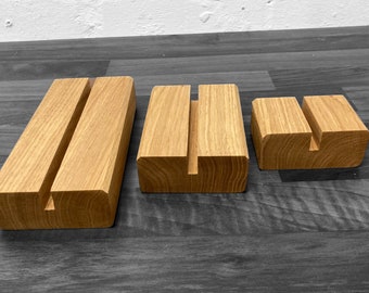 Expositores de vidrio fusionado con ranura central para Expositores de vidrio fusionado Soportes grandes de madera Soporte de vidrio de roble ranurado secado al horno teñido de madera