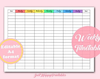 weekly timetable etsy