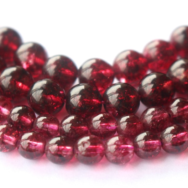 Cristal de quartz rouge rose Perles rondes lisses 6mm 8mm 10mm 12mm, 15 pouces, par brin