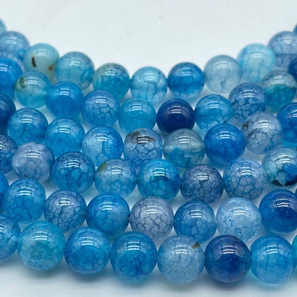 Blue Dragon Achat Perlen, Blue Crackle Achat Steinperlen, 6mm 8mm 10mm,15 Zoll Vollstrang Perlen