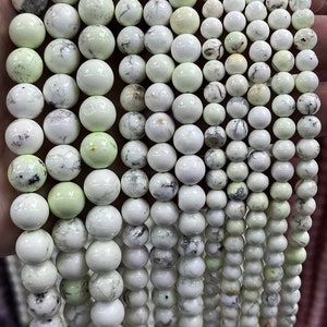 Natürliche Zitronen-Chrysopras-Perlen 6 mm, 8 mm, glatte runde lose Steinperlen, 15 Zoll voller Strang.