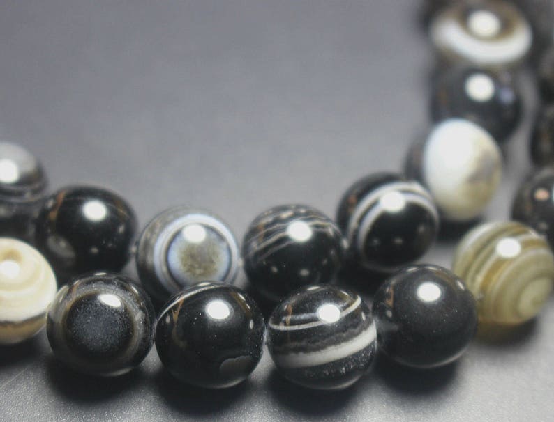 15 inch Full Strand. Natural Black Eyes Agate Round Beads,6mm,8mm,10mm,12mm,14mm,16mm,18mm,20mm