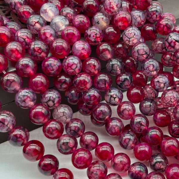 Red Dragon black veined agate beads, Red Crackle Agate stone beads ,6mm 8mm 10mm,15 inches full strand beads