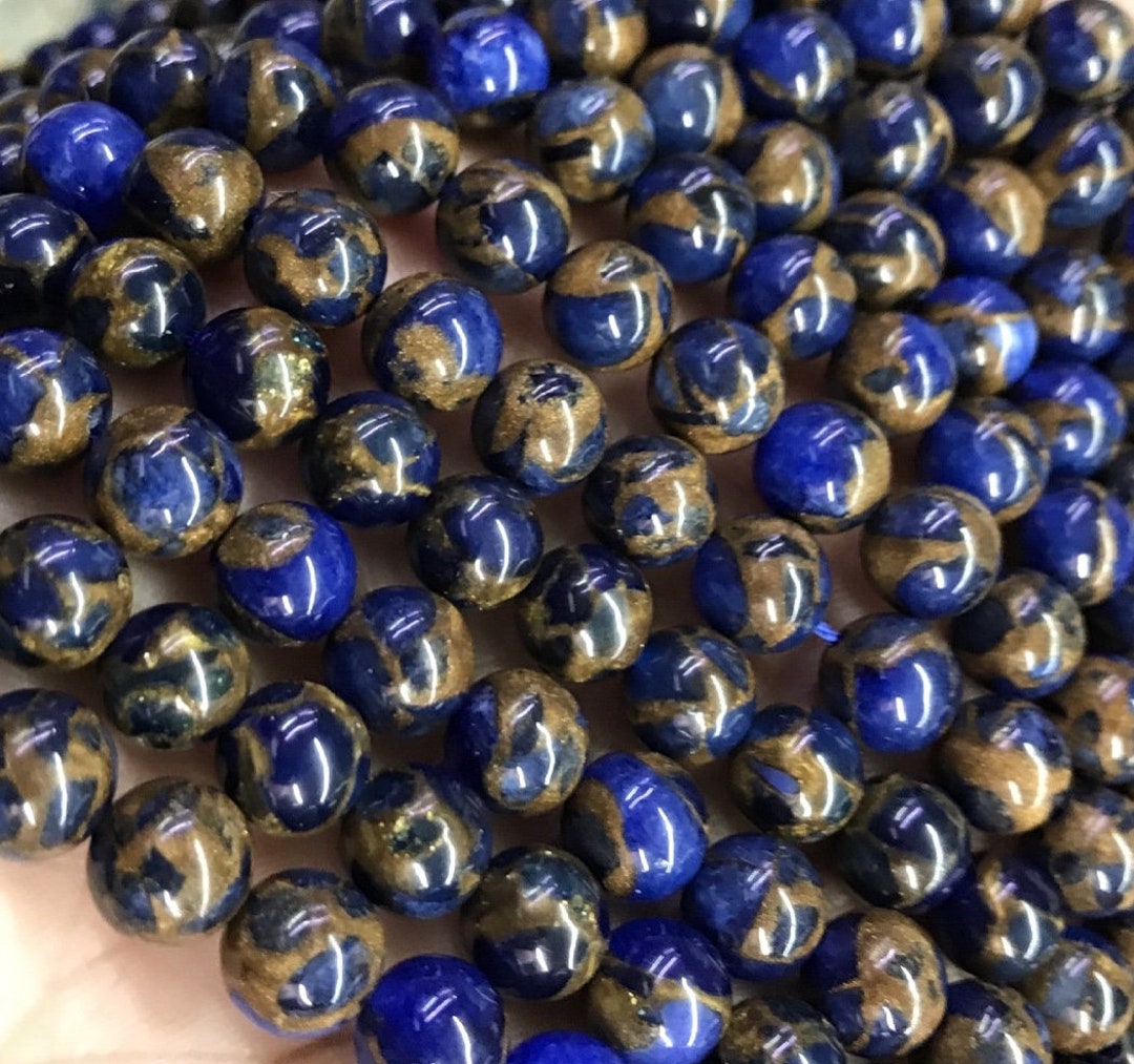 Dark Blue Mosaic Quartz Stone Smooth Round Loose Etsy