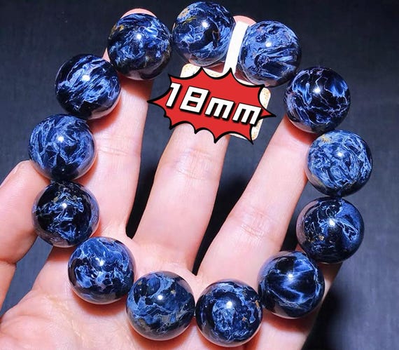 18mm High Grade Natural Blue Pietersite Beaded Stretch Bracelet