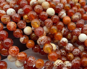 Rote Feuerachat glatte runde Perlen,6-10mm,15 Zoll ein Strang