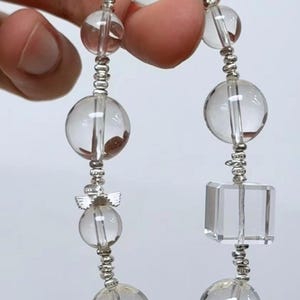 Natural Rock Quartz Crystal Beaded Stretch Bracelet,handmade jewelry gift,unique gifts,healing stone